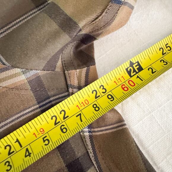 Cabela's Button Down Mens MEDIUM Long Sleeve Brown Plaid. Fall. Neutral - Picture 4 of 5